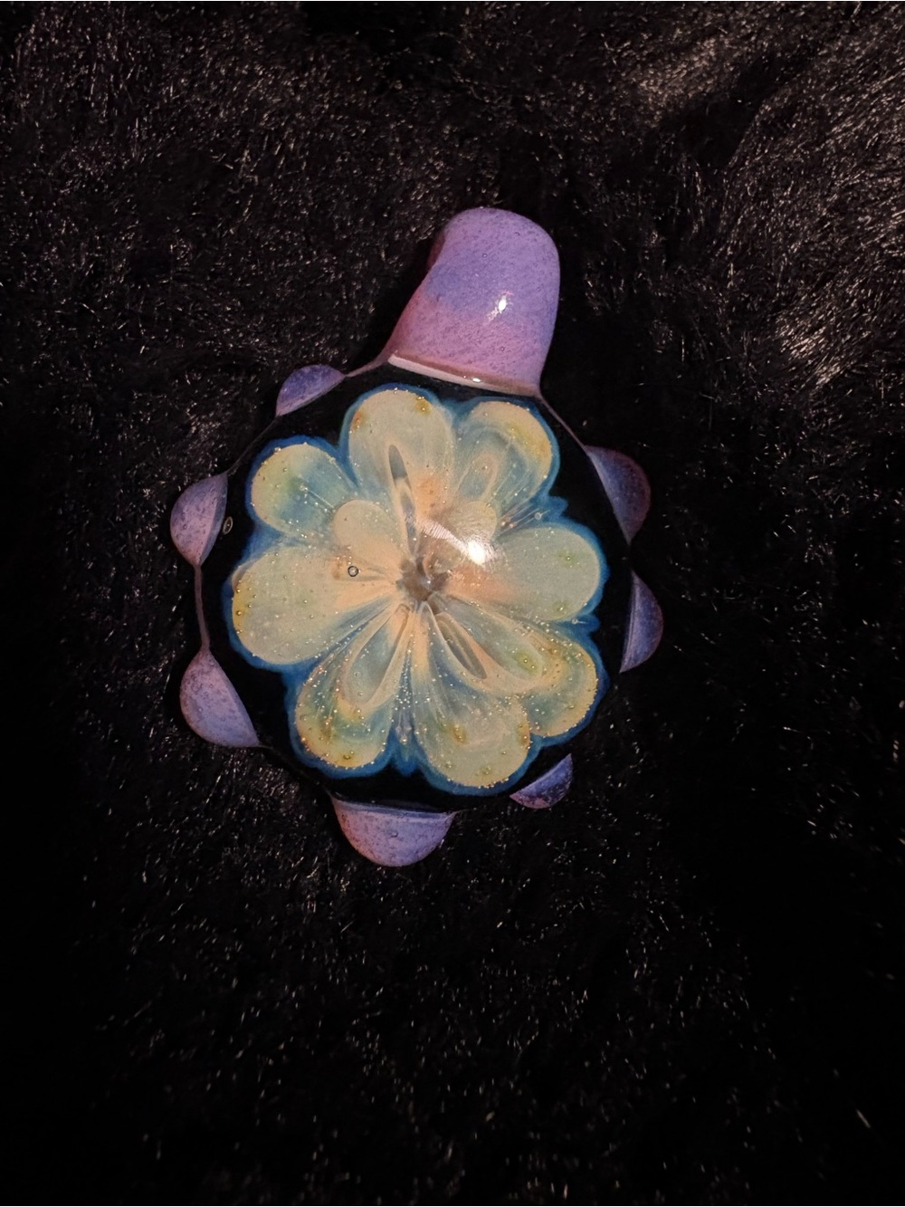 Handcrafted Purple Glass Flower Pendant - Women Accessories